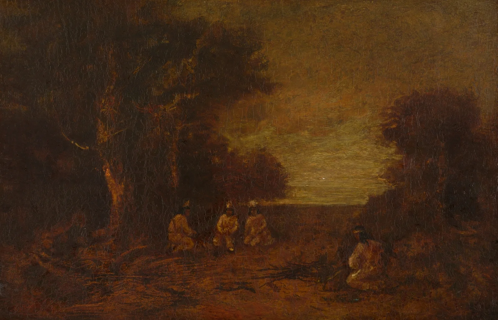 Moonlit Landscape with Indians av Ralph Albert Blakelock
