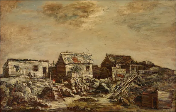Shanties, Seventh Avenue and Fifty-Fifth Street av Ralph Albert Blakelock