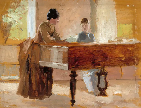 In The Drawing Room At Haikko, Study For An Old Tune av Albert Edelfelt