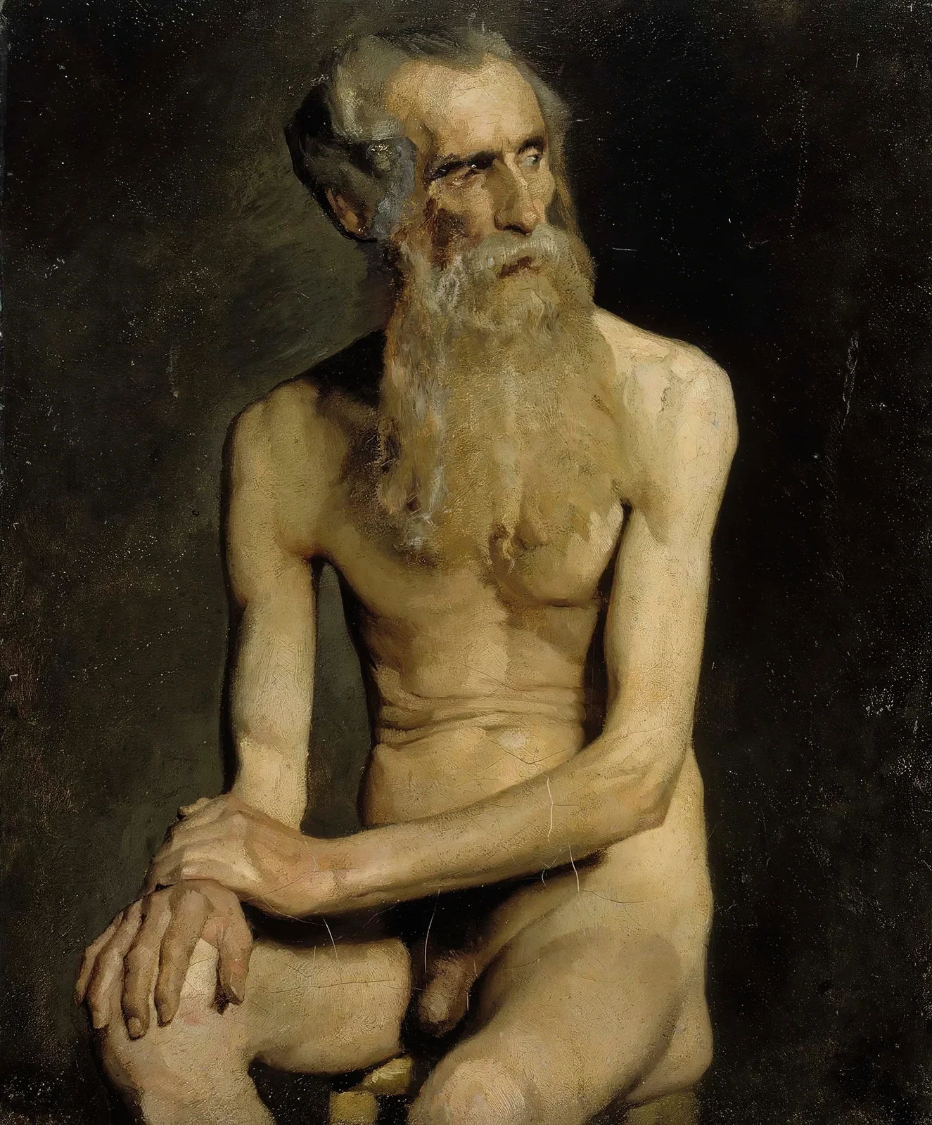 Old Man Seated, Academy Study av Albert Edelfelt