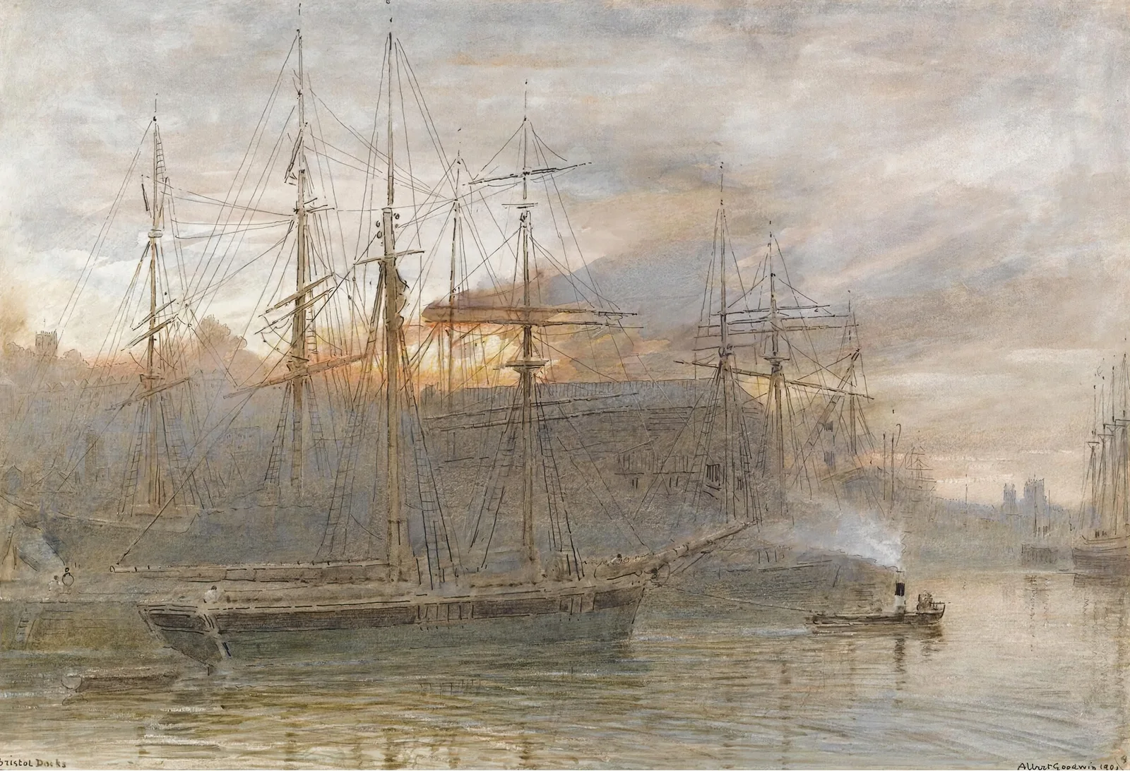 Bristol docks av Albert Goodwin