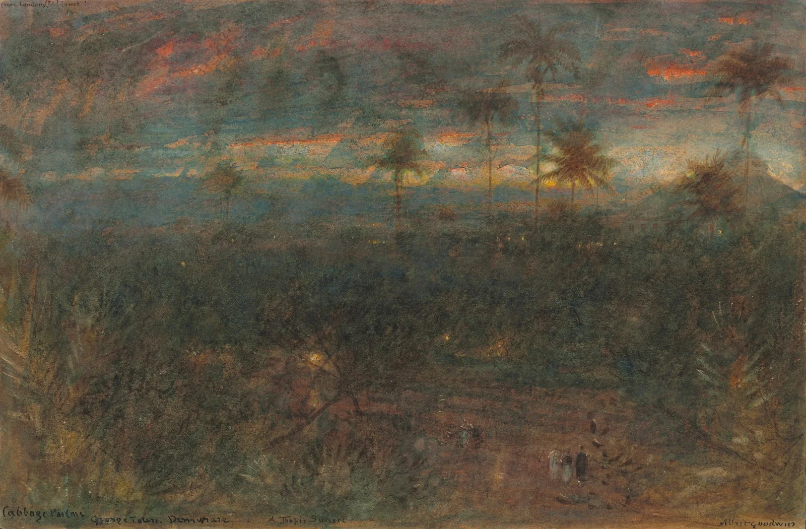 Cabbage palms, Demerara, Guyana av Albert Goodwin