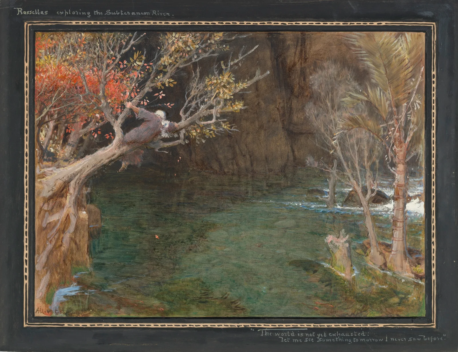 Rasselas exploring the subterranean river av Albert Goodwin