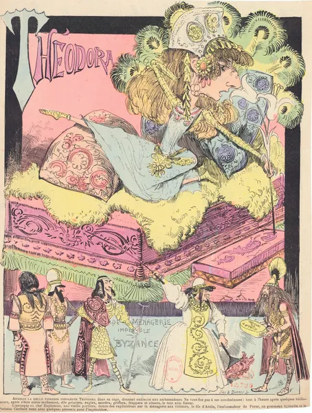 Théodora – de la ménagerie impériale de Byzance – Admirez la belle tigresse indolente Théodora… av Albert Robida