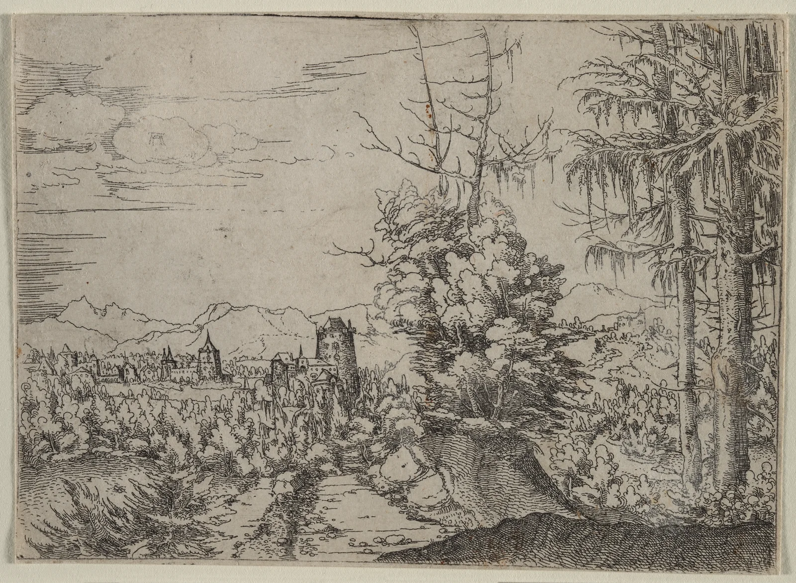 Landscape with Two Pines av Albrecht Altdorfer