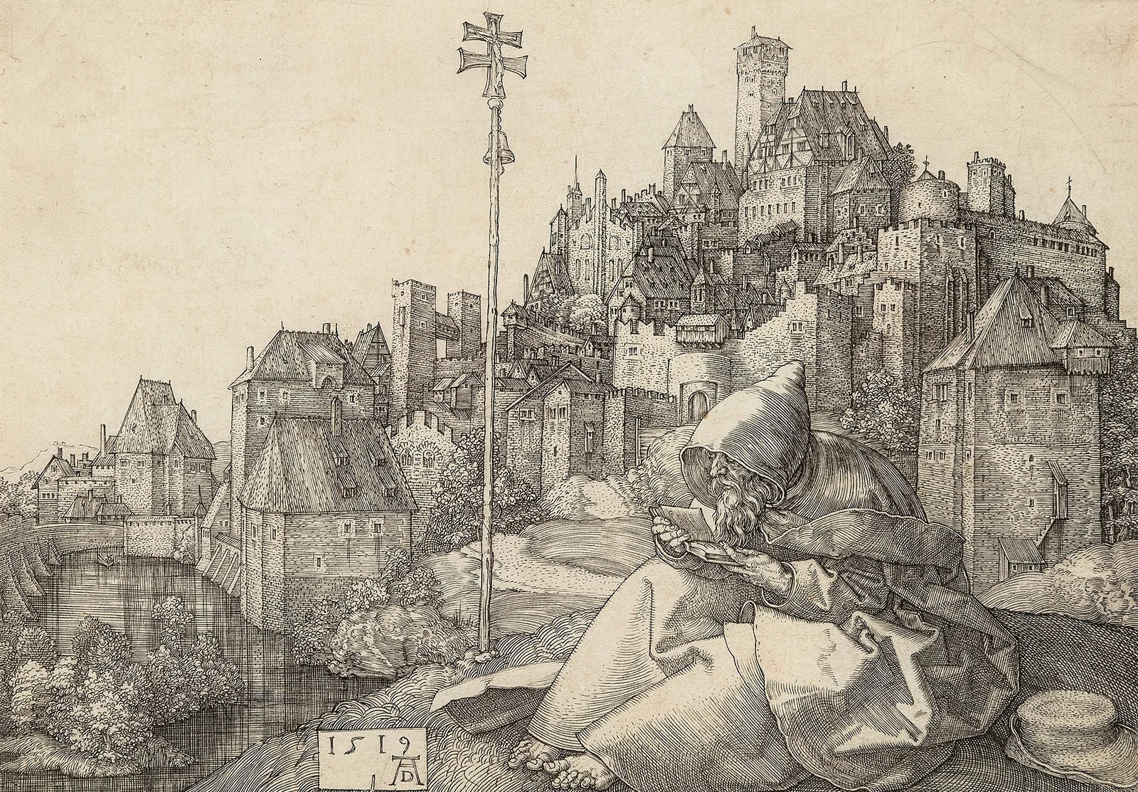 Saint Anthony reading av Albrecht Dürer