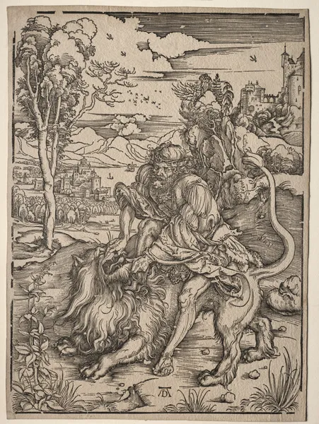 Samson Killing the Lion av Albrecht Dürer