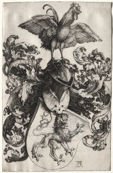 The Coat of Arms with a Lion and Cock (probably 1503) av Albrecht Dürer