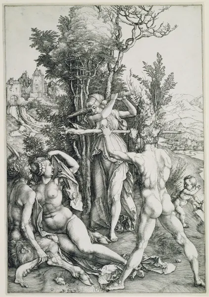 The Combat of Vitue and Pleasure in the Presence of Hercules av Albrecht Dürer
