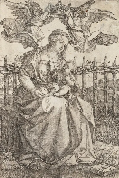 Virgin Mary Crowned By Two Angels av Albrecht Dürer