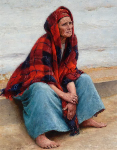 Woman, study for the painting “Peasant coffin” av Aleksander Gierymski