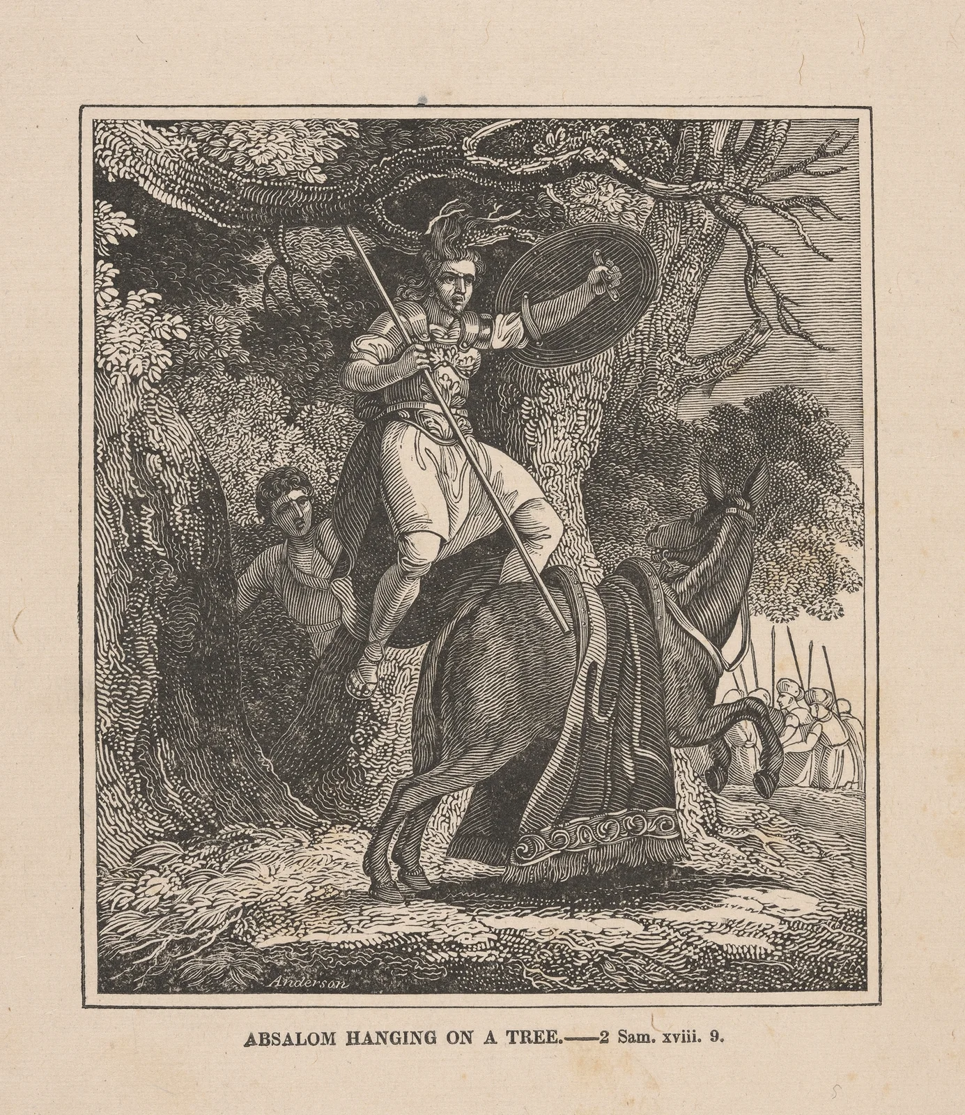 Absolom hanging on a tree av Alexander Anderson