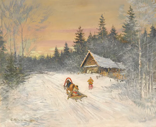 Russian Village Under Snow av Konstantin Alexeevich Korovin