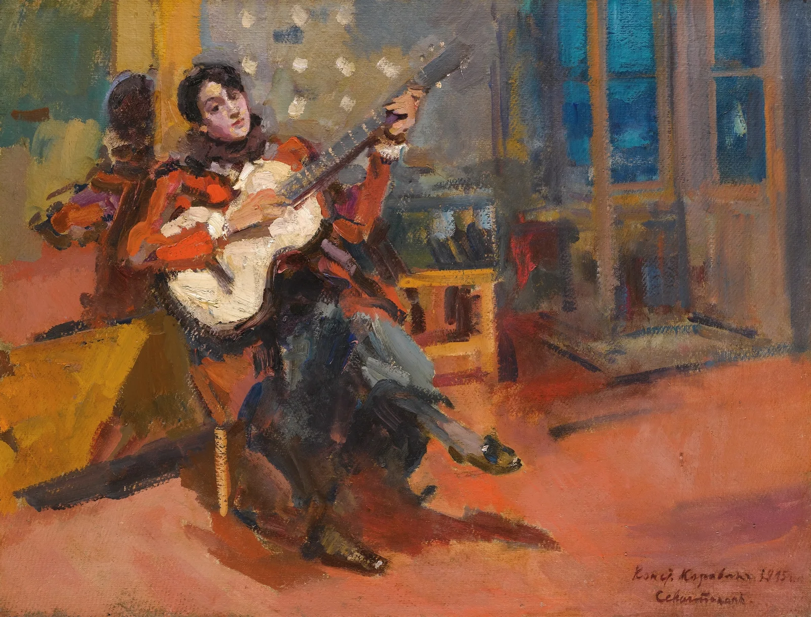 The Guitar Player av Konstantin Alexeevich Korovin