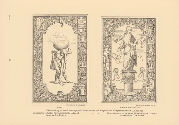 Cover for the periodical illustrations for the Universal History by C. v. Rotteck av Alfred Rethel