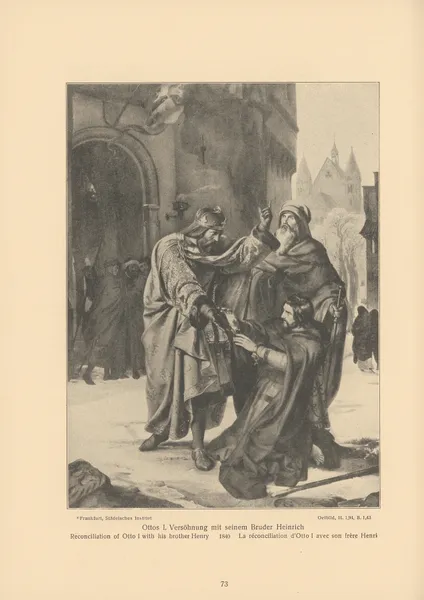 Reconciliation of Otto I with his brother Henry av Alfred Rethel
