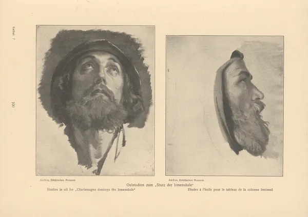 Studies in oil for ‘Charlemagne destroys she Irmensäule’ av Alfred Rethel