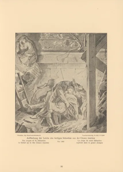 The corpse of St. Sebastian av Alfred Rethel