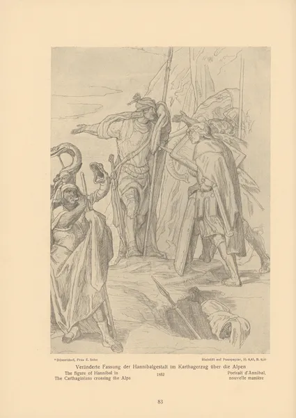 The figure of Hannibal in The Carthaginians crossing the Alps av Alfred Rethel