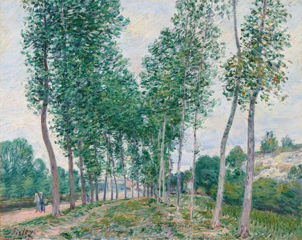 L’allée des peupliers au bord du Loing av Alfred Sisley