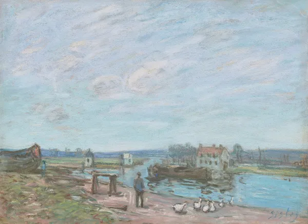 Les oies à Saint-Mammès, 1886 av Alfred Sisley