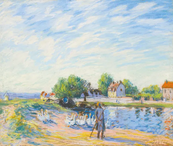 Les Oies À Saint-Mammès av Alfred Sisley