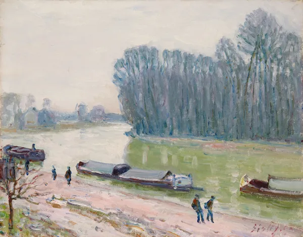 Péniches sur le Loing av Alfred Sisley