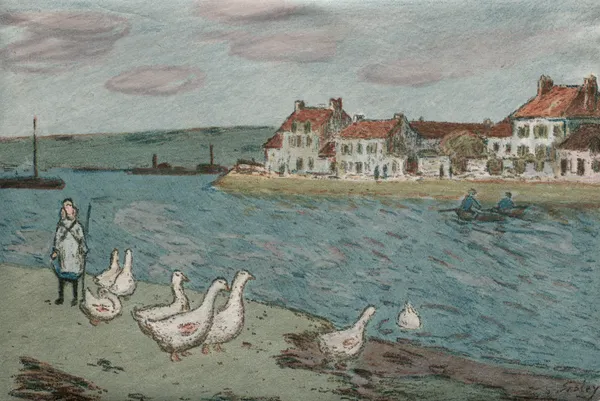 The River Bank or Geese av Alfred Sisley