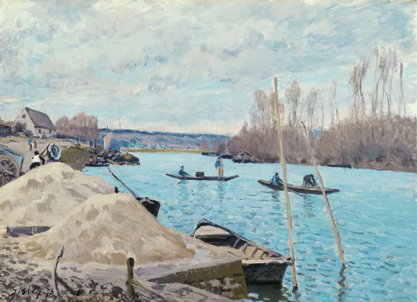 The Seine at Port-Marly, Piles of Sand av Alfred Sisley