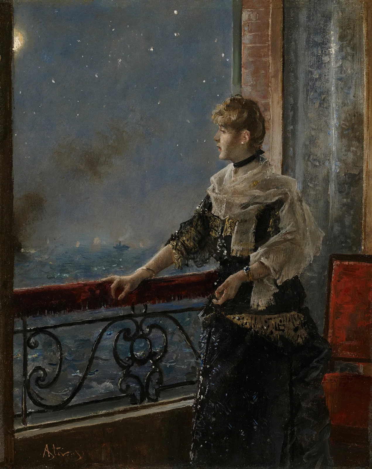 Moonlight (Au clair de la lune) av Alfred Stevens