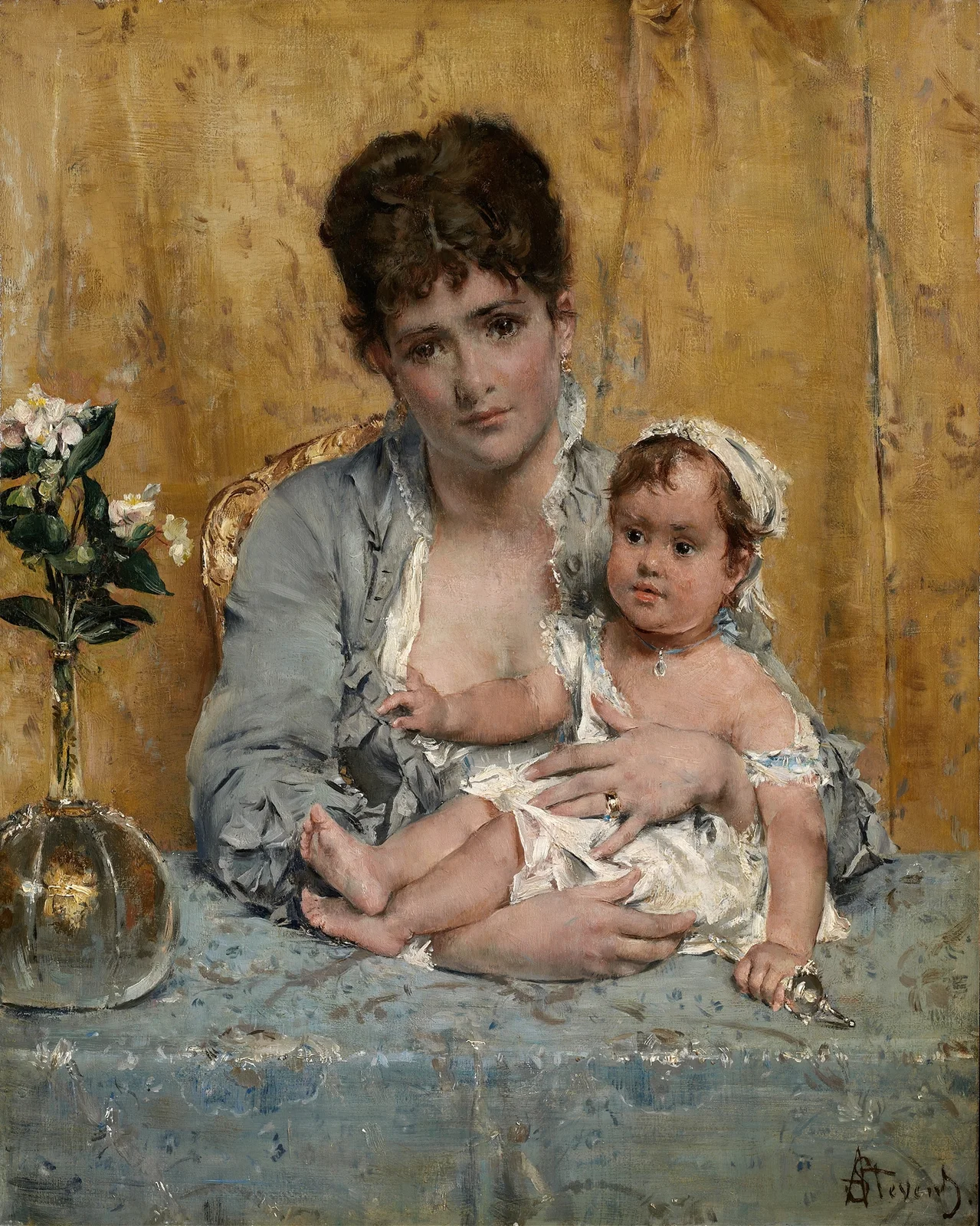 Mother And Child av Alfred Stevens