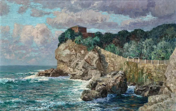 A View of Villa Percanetti in Recco av Alfred Zoff