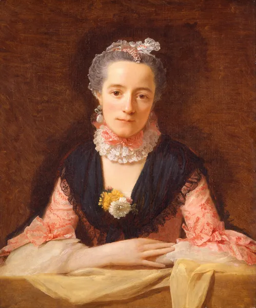 Lady In A Pink Silk Dress av Allan Ramsay