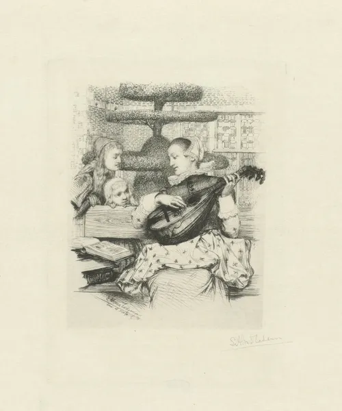 Jonge vrouw met luit av Lawrence Alma-Tadema