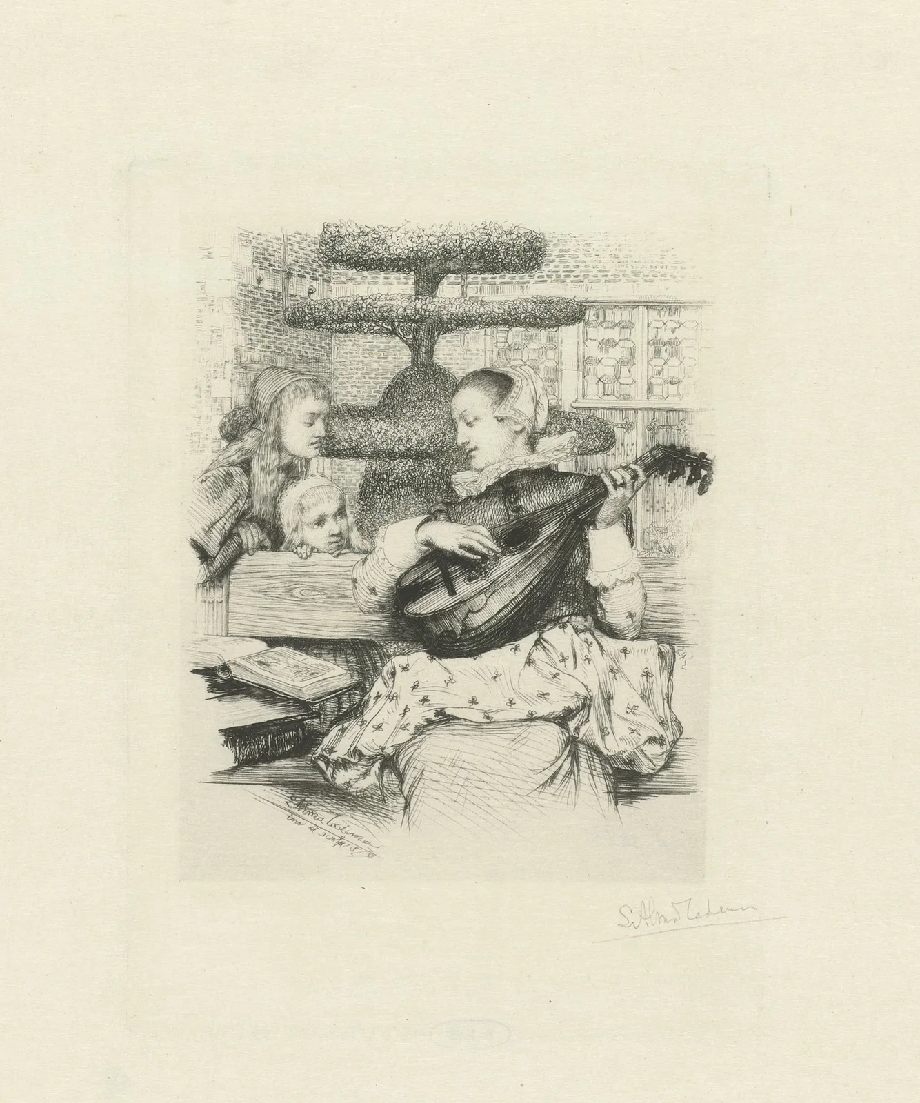 Jonge vrouw met luit av Lawrence Alma-Tadema