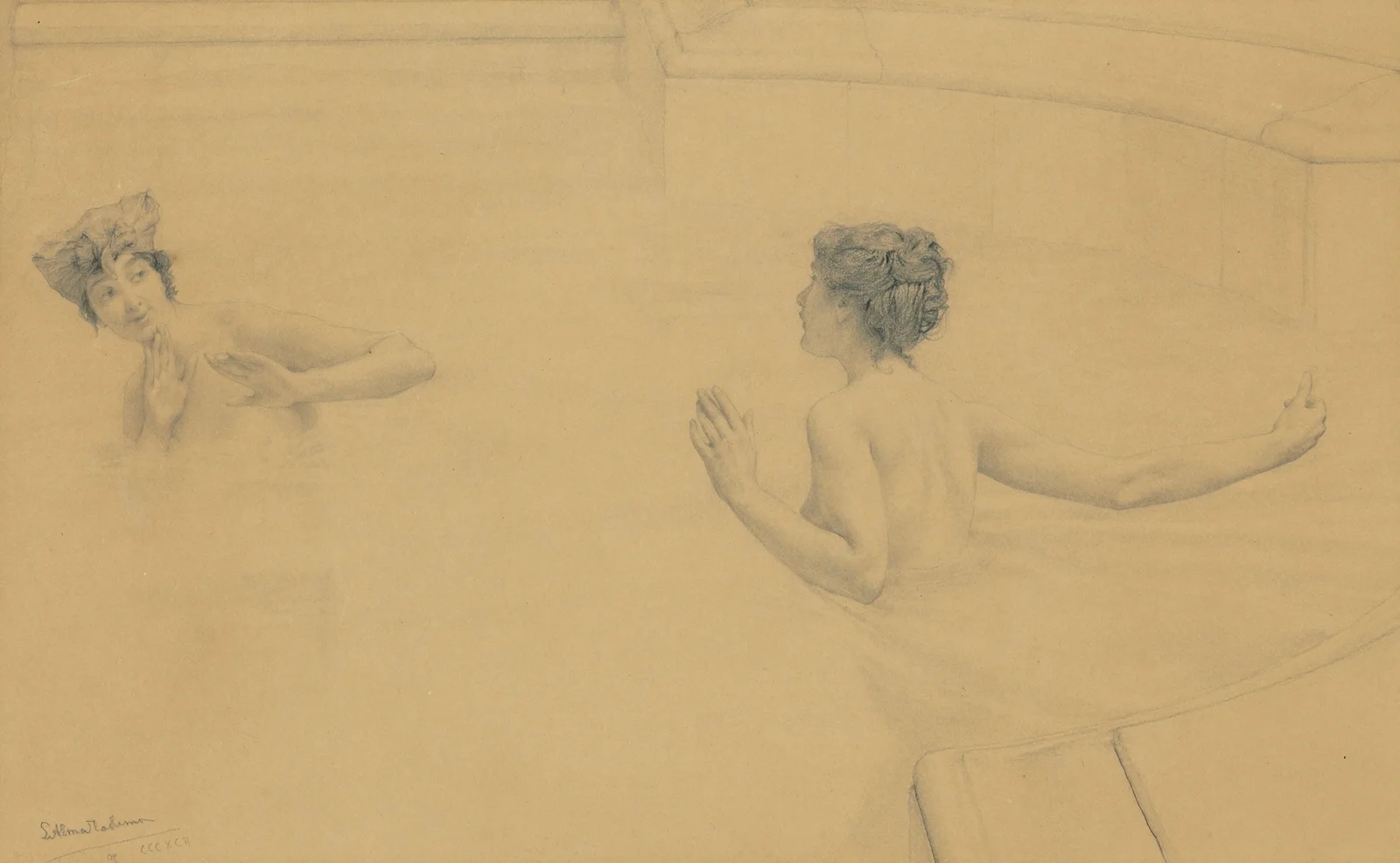 Splashing; the bathers – nr 1 av Lawrence Alma-Tadema
