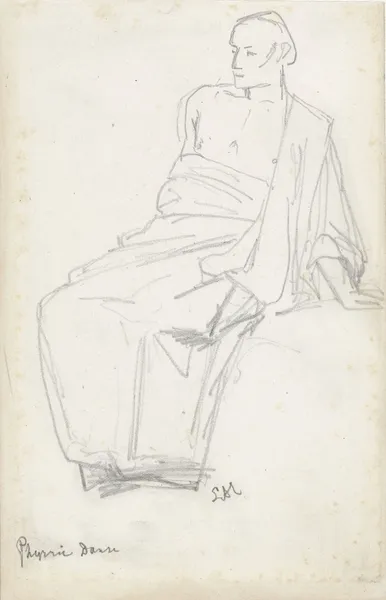 Studie van een zittende figuur av Lawrence Alma-Tadema