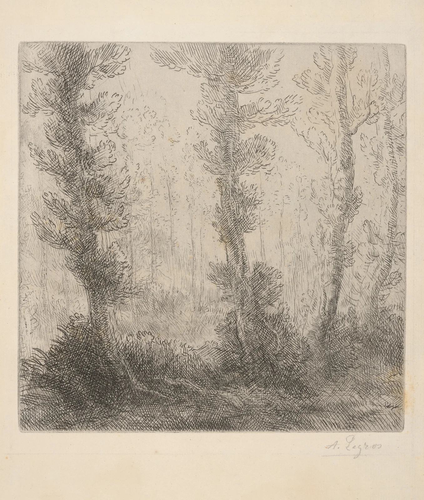 Landscape with trees av Alphonse Legros