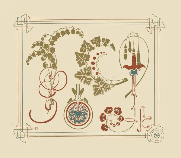 Abstract design based on flowers and leaves av Alphonse Mucha