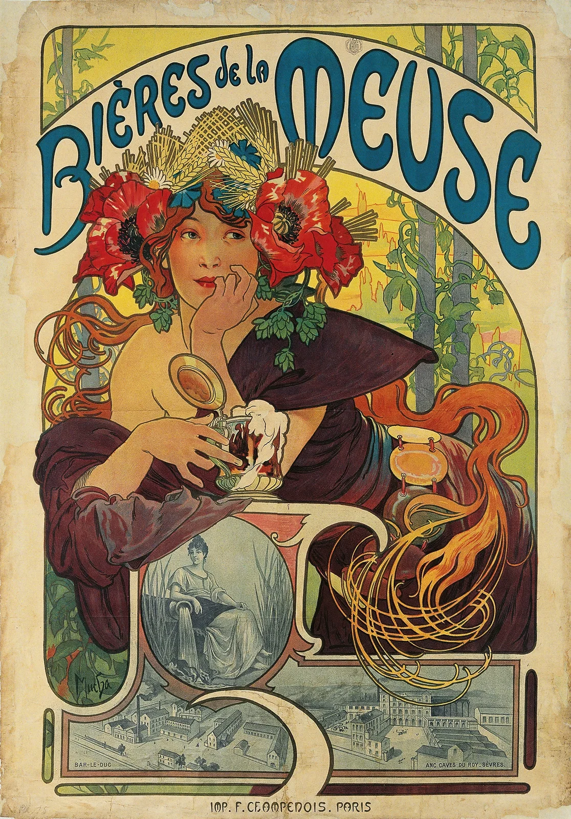 Bières De La Meuse, 1897 av Alphonse Mucha