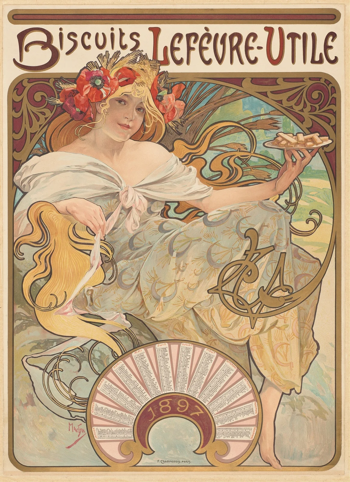 Biscuits Lefèvre-Utile av Alphonse Mucha