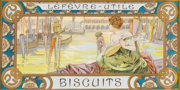 Design for a box of Lefèvre-Utile biscuits av Alphonse Mucha