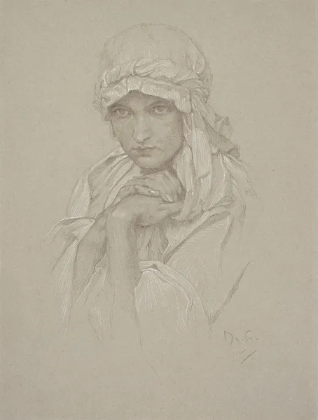 Portrait of the Artist’s Daughter in Slavic Dress av Alphonse Mucha