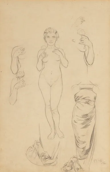 Preliminary design for ‘The Rose’ av Alphonse Mucha