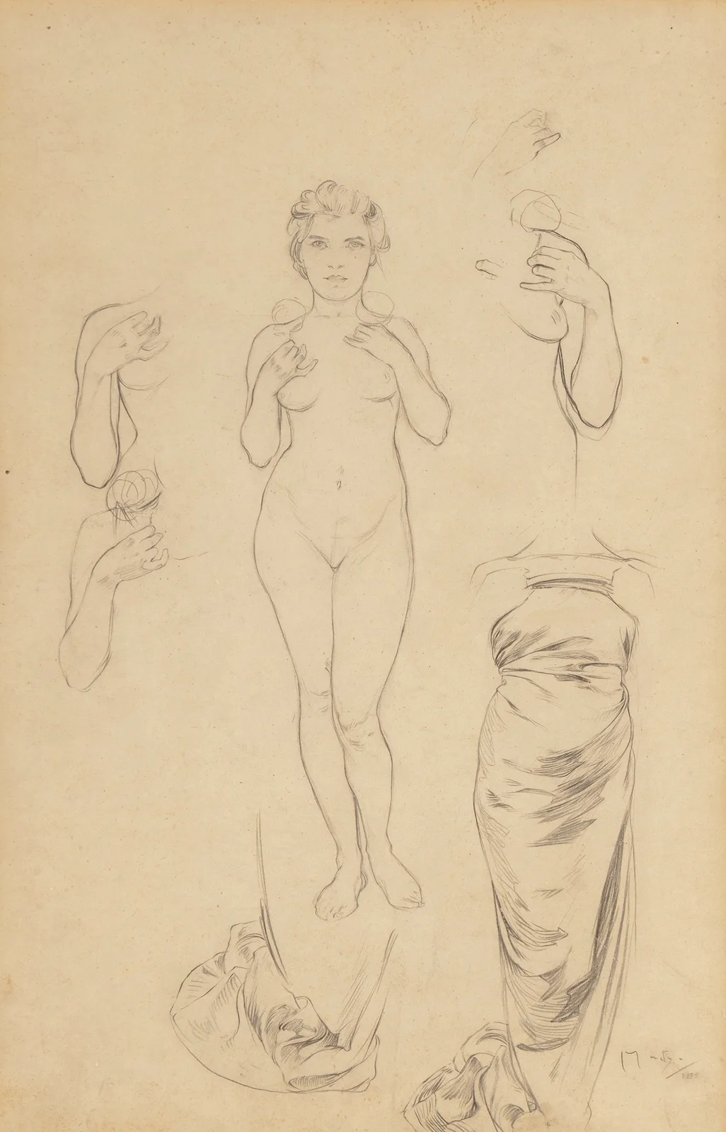 Preliminary design for ‘The Rose’ av Alphonse Mucha