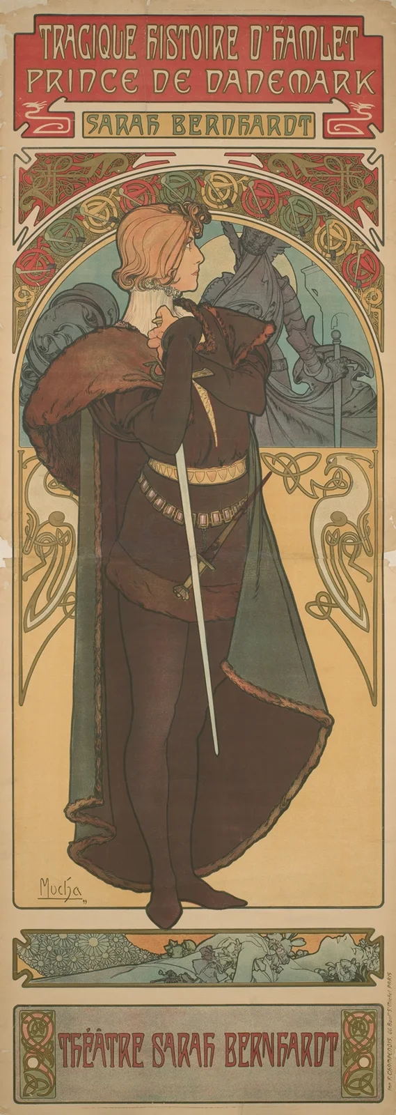 Sarah Bernhardt as Hamlet av Alphonse Mucha