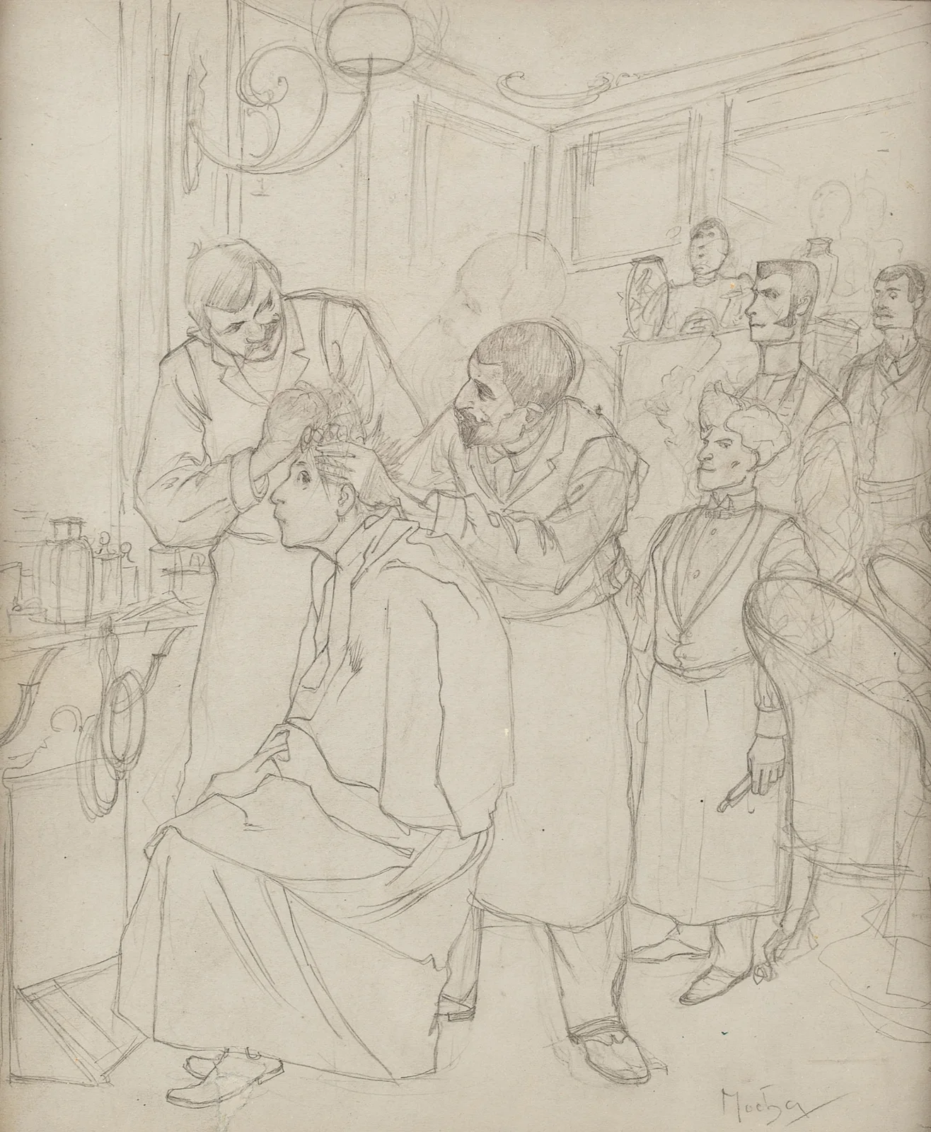 Study for Premier Shampooing d’Absalon av Alphonse Mucha