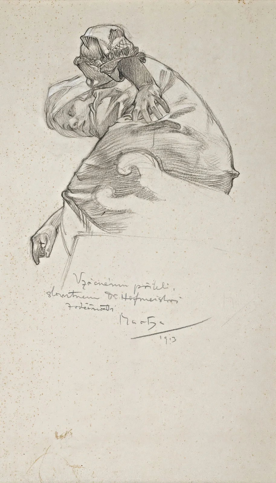 Woman bending over av Alphonse Mucha