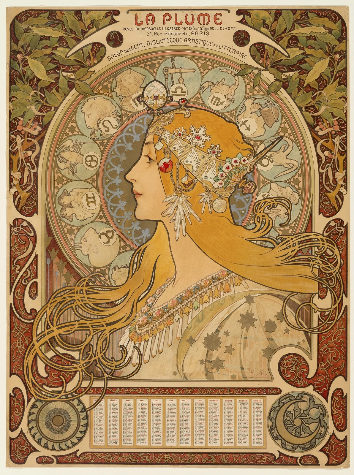 Zodiaque (La Plume) av Alphonse Mucha