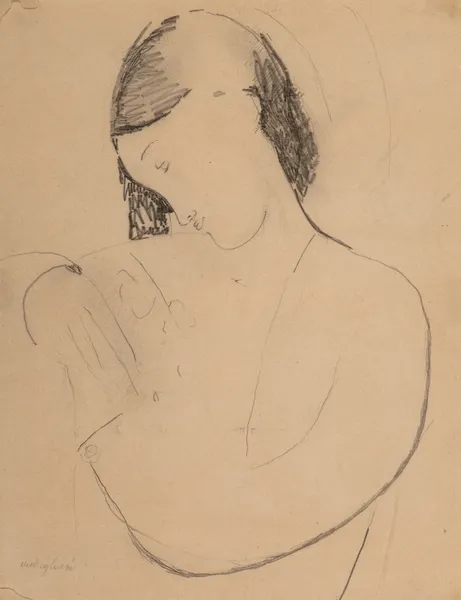 Busta di donna con testa di profile av Amedeo Modigliani